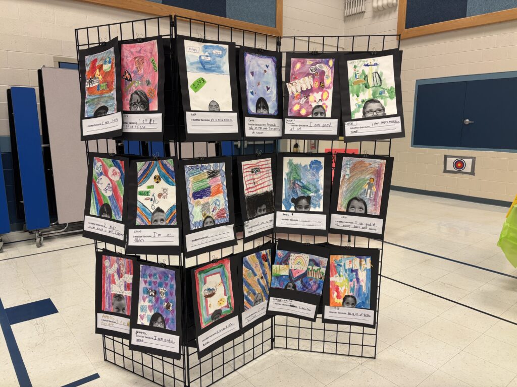 student display of art created during Mrs. Elton's class