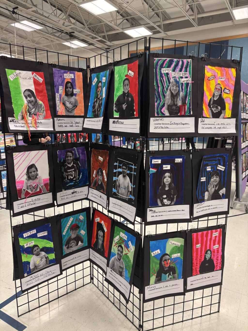 student display of art created during Mrs. Elton's class